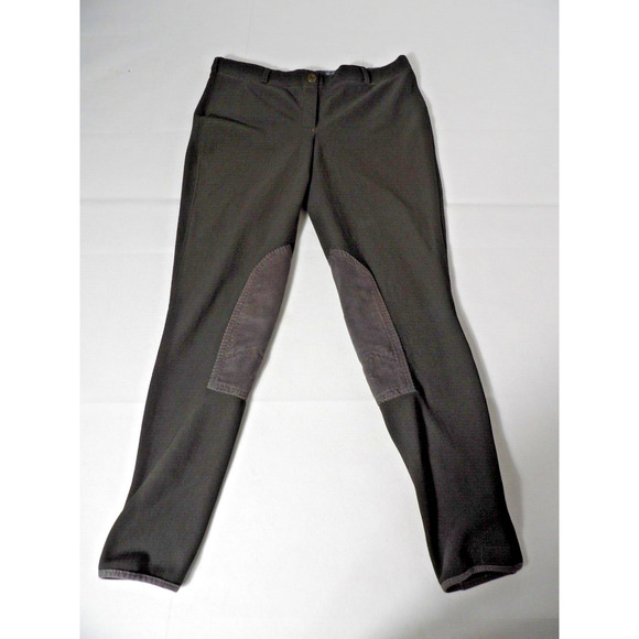 Tuffrider Pants Ladies Sz 32 Gray Equestrian Pull On Stretch Knee Patch Ribbed - Picture 2 of 16